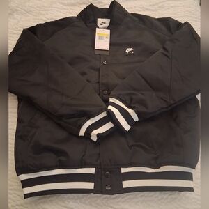 Nike Air Men's Black and White Varsity Jacket